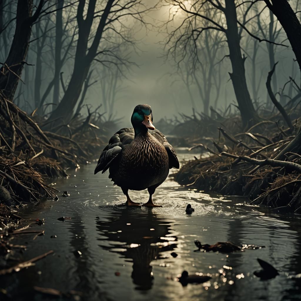 Vampire Duck Horror in Gustave Doré Style