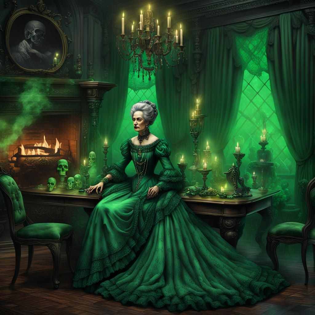 The Slytherin Matron (With Crystal Skulls)
