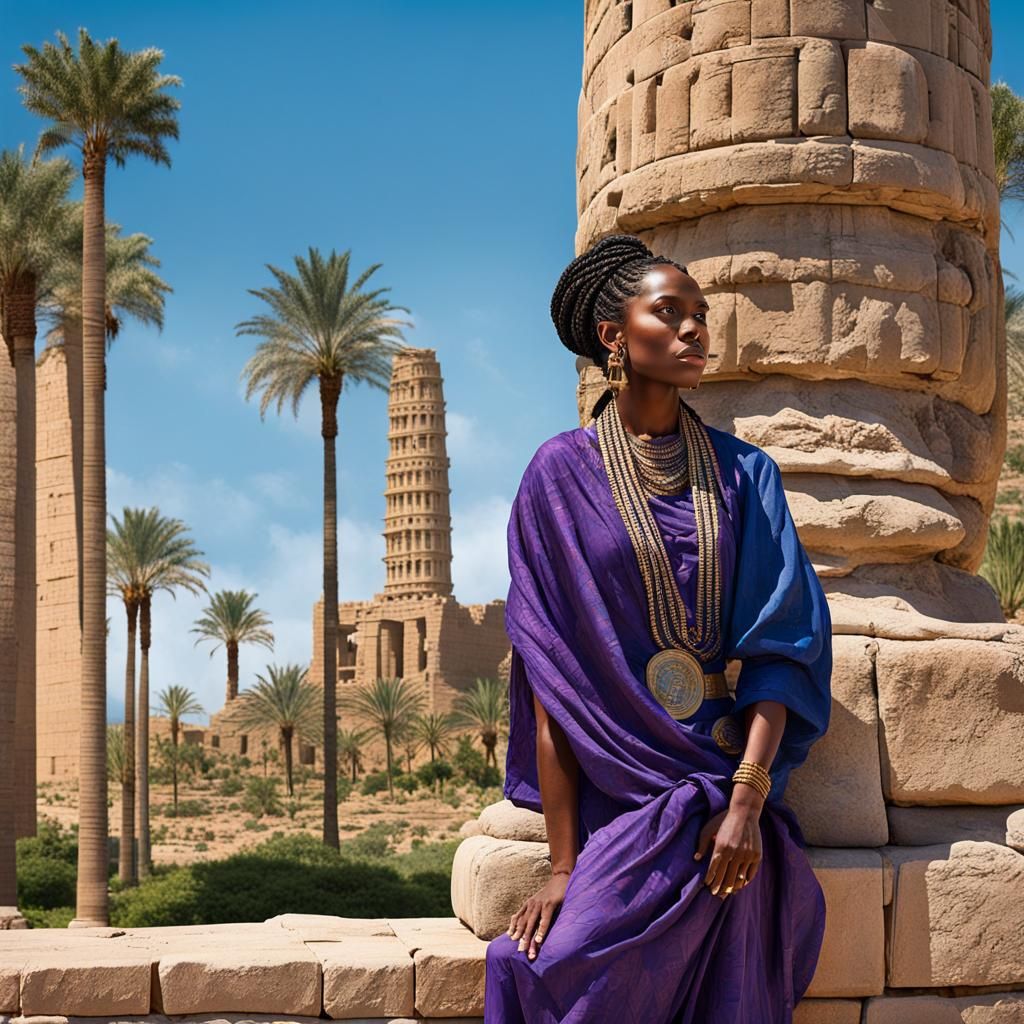 Atlantis Priestess with Ancient Sailing Ships