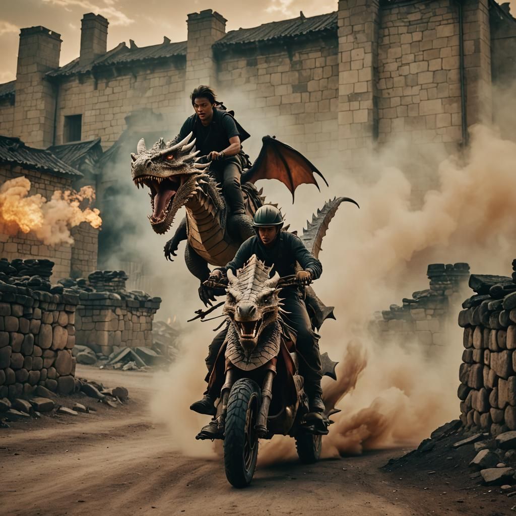 Epic Dragon Rider in Cinematic Dusk