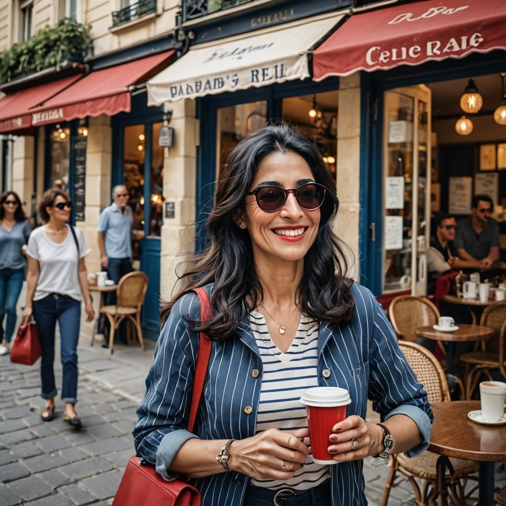 Woman at Cafe in Impressionistic Style