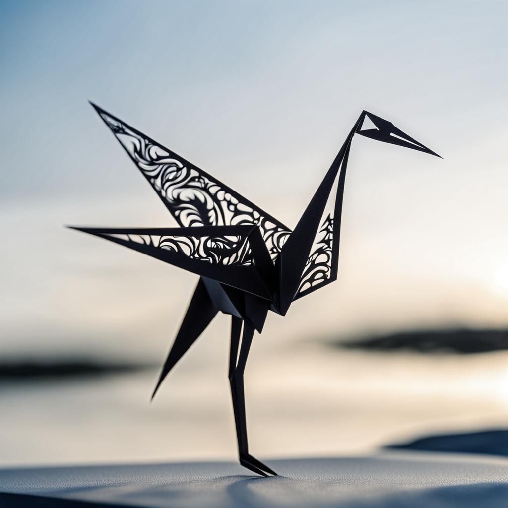 Ornate Origami Crane Paper Craft