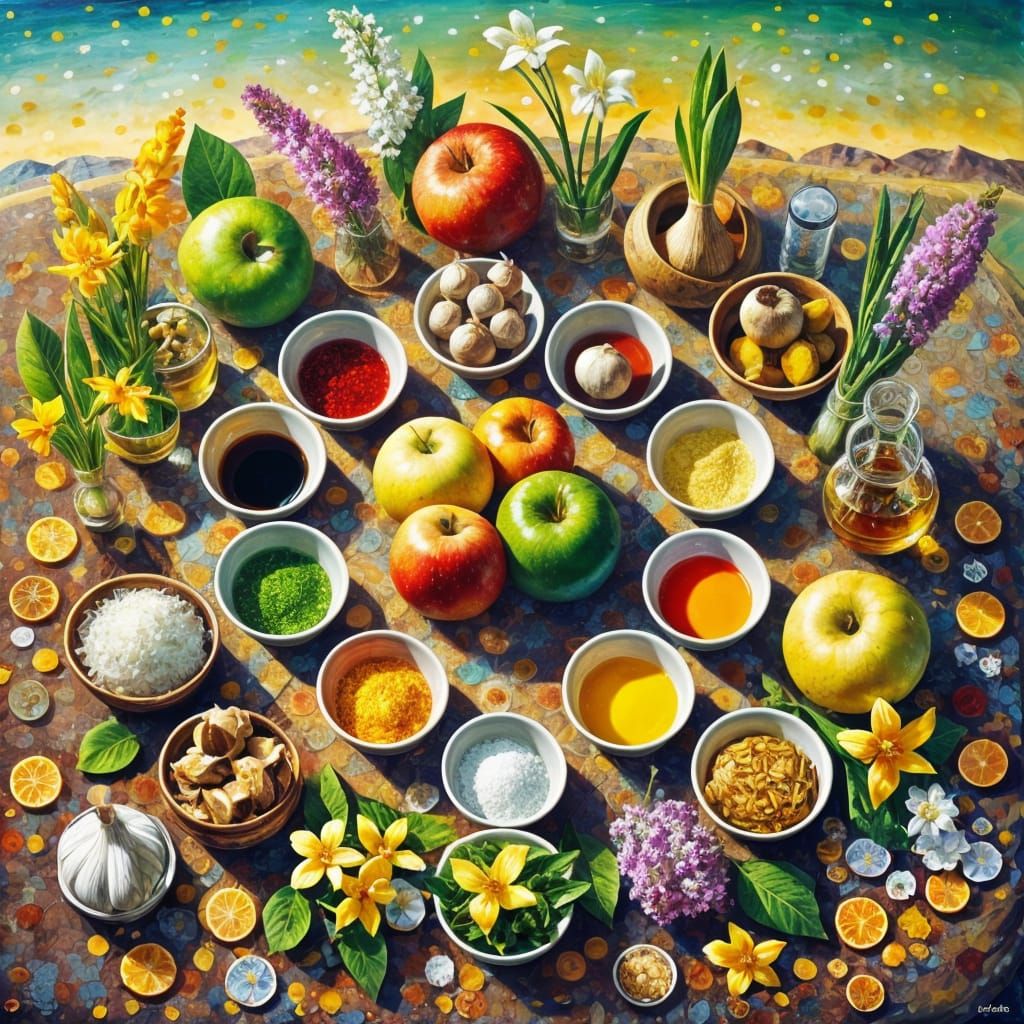 Persian New Year Celebration in Vibrant Oil Painting