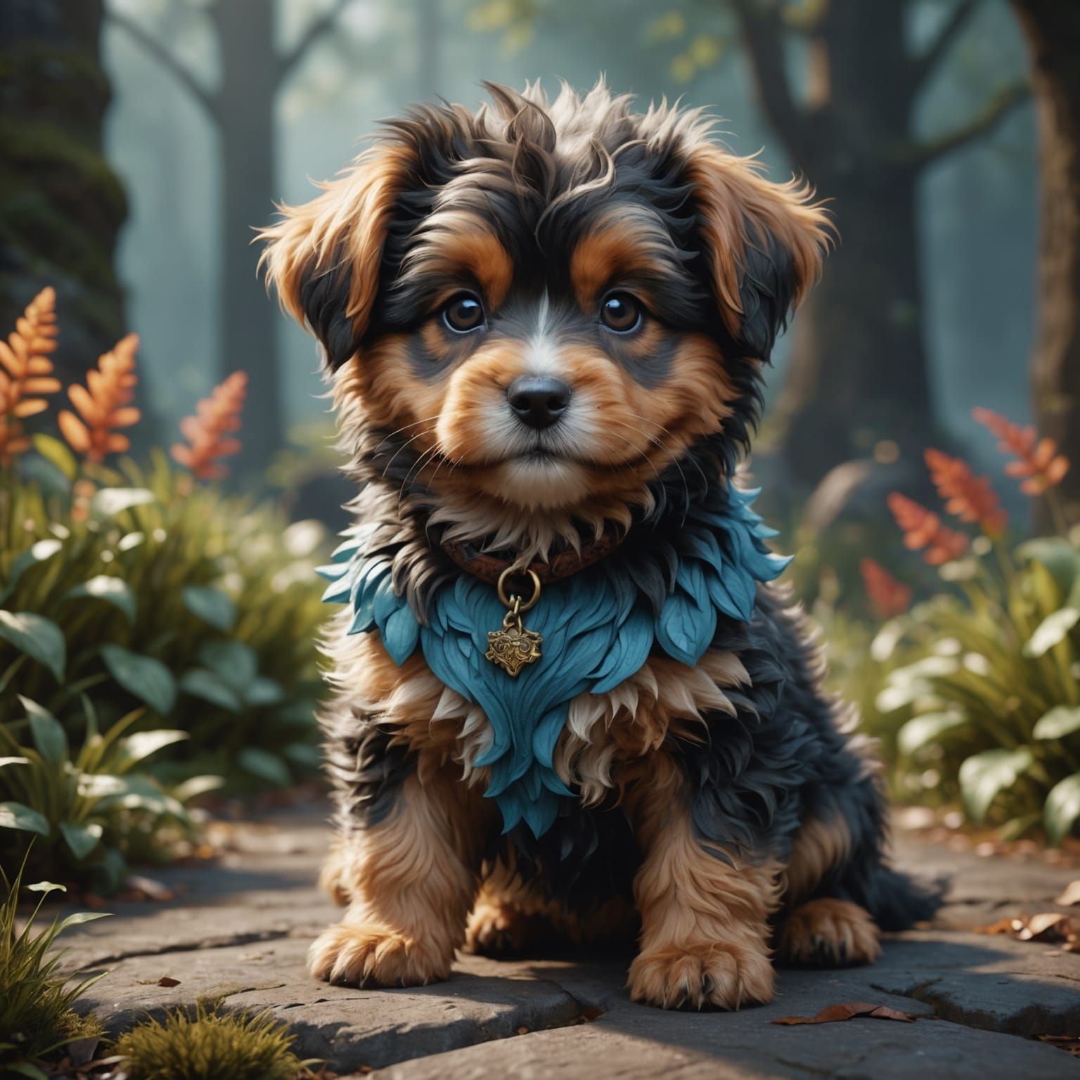 Cute Fluffy Puppy: Detailed Matte Painting