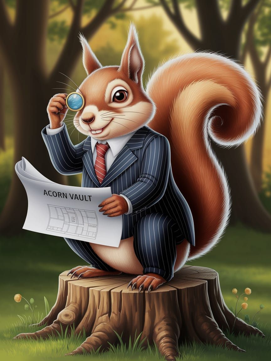 Squirrel Mob Boss Planning Acorn Heist