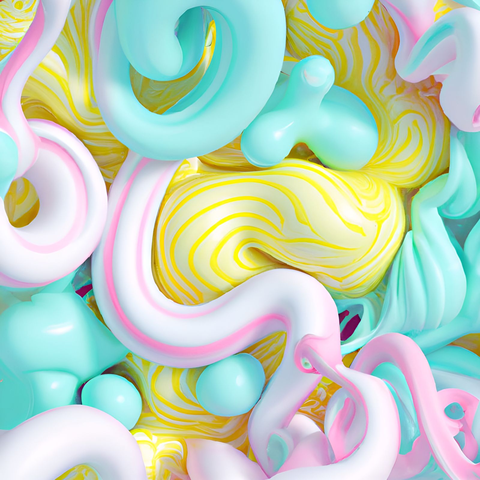 Ornate Abstract Design in Pastel Day-Glo Colors