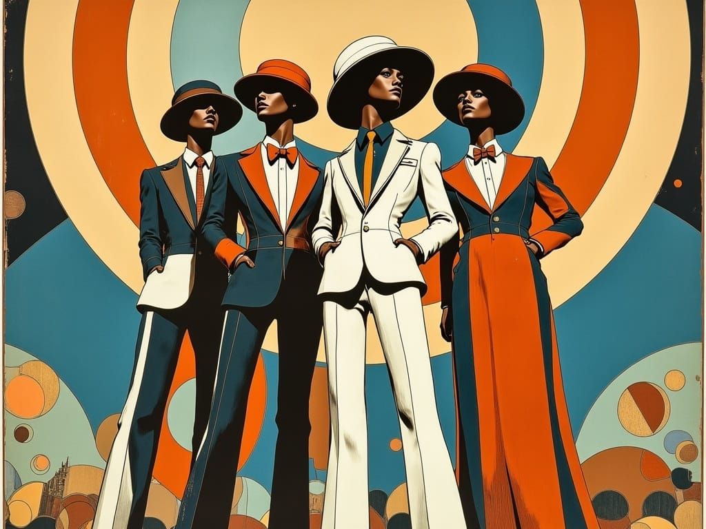 Zoot Suit Fashion: A Colorful Geometric Matte Painting