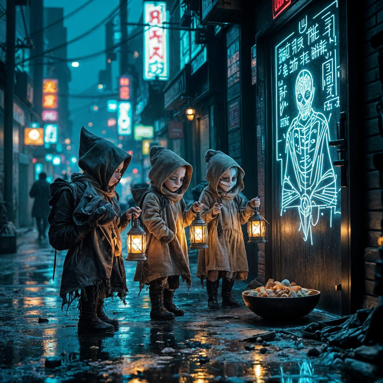 Children Follow Chalk Sigils With Grave-Soil Lanterns