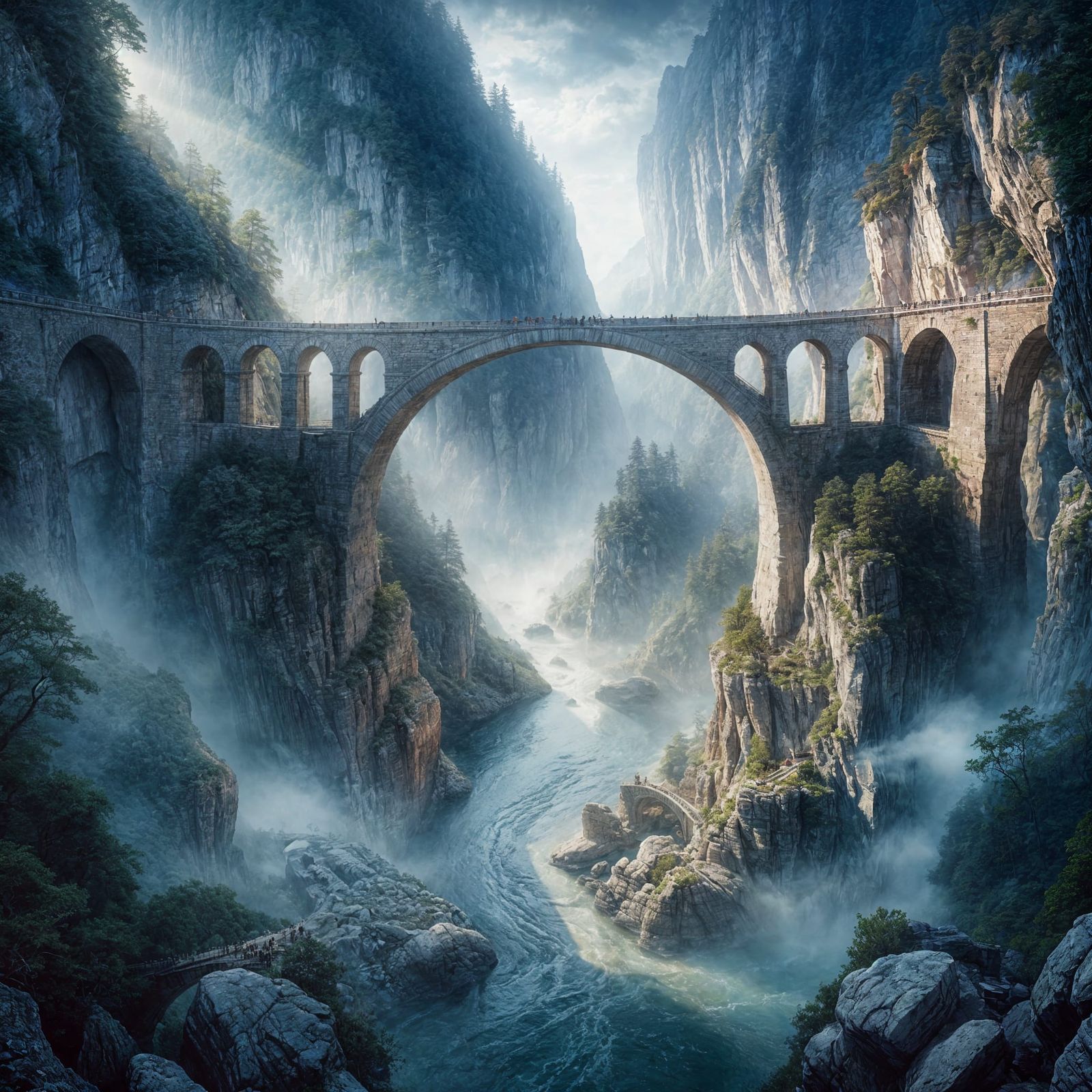 Ethereal Stone Bridge in Fantasy Setting