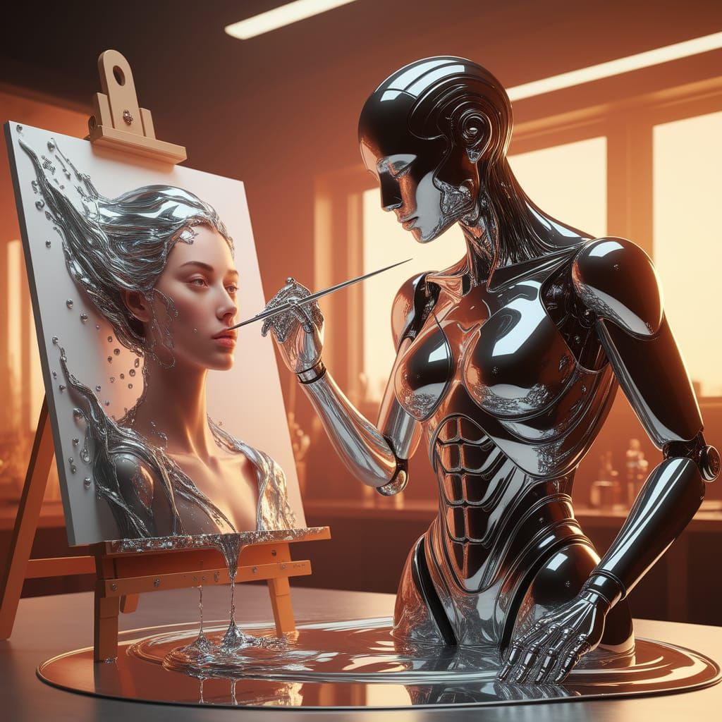 Cyberpunk Chrome Cyborg Artist Creates Stunning Portrait in ...