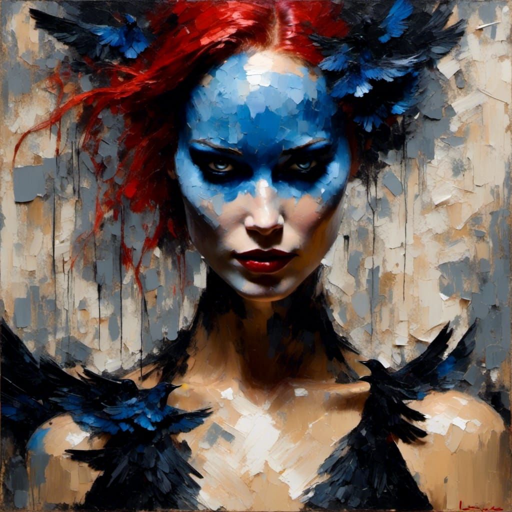 Mystique Portrait in Dark Impasto Style