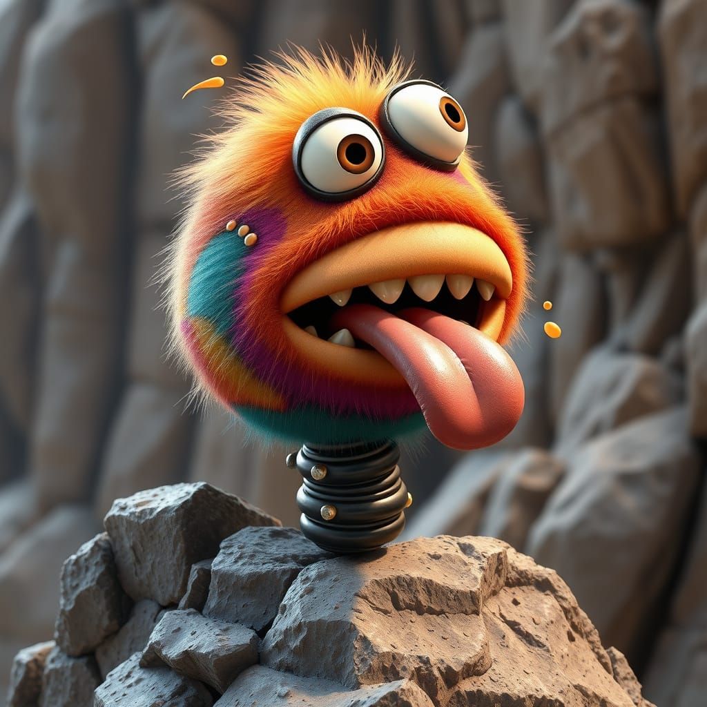 Bouncing Cartoon Creature with Googly Eyes, 3D Render