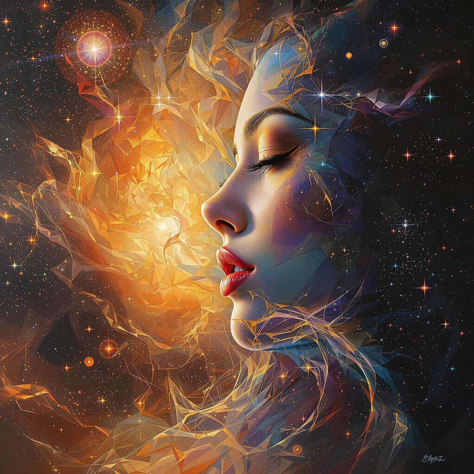 Cosmic Intimacy in Hyperrealistic Splendor