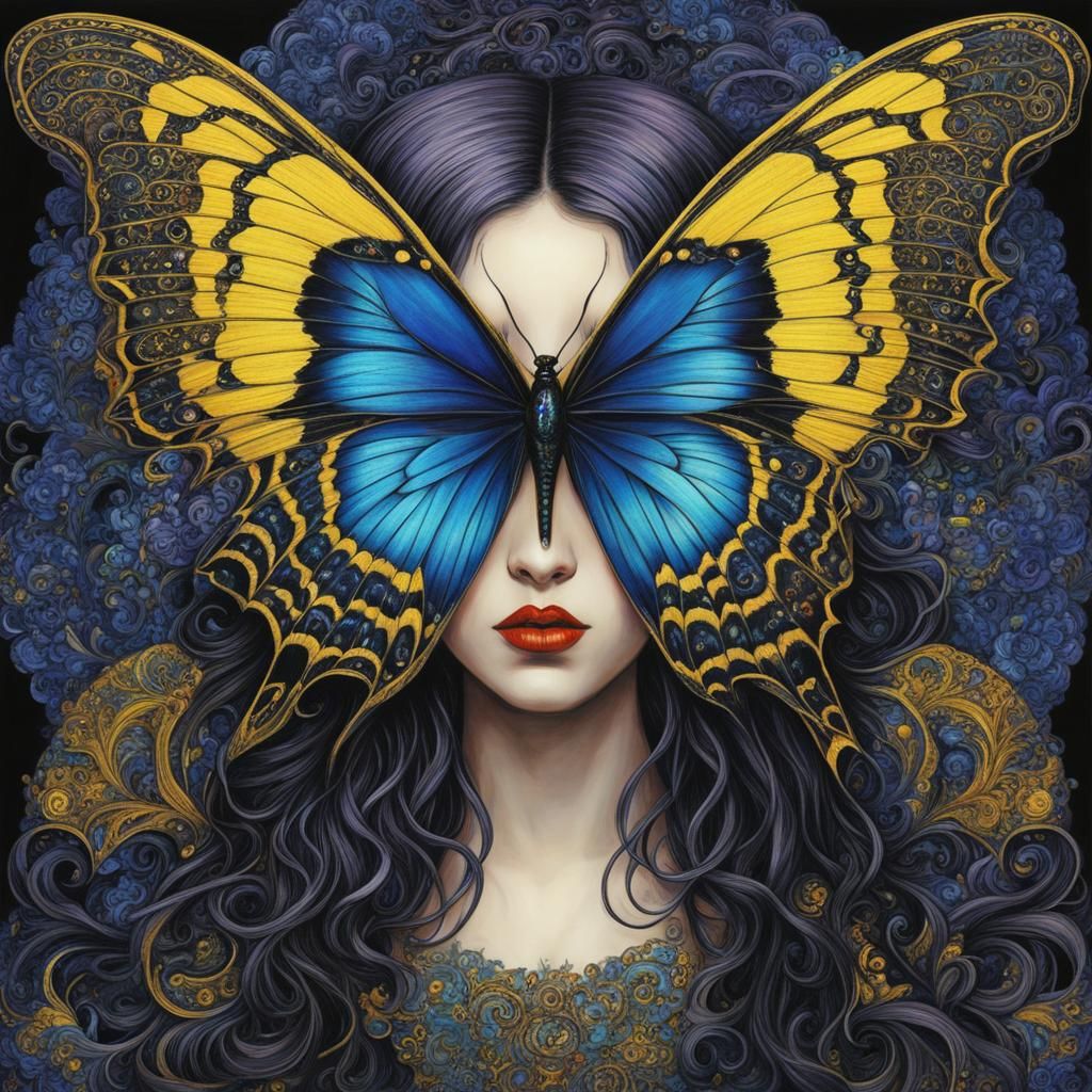 Ethereal Butterfly Angel in Gothic Surrealist Style
