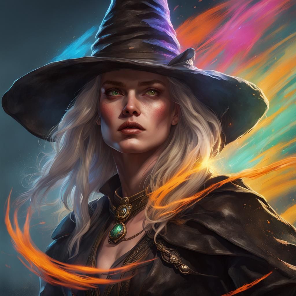 Cool and Powerful Witch in Hyperrealistic Splash Art