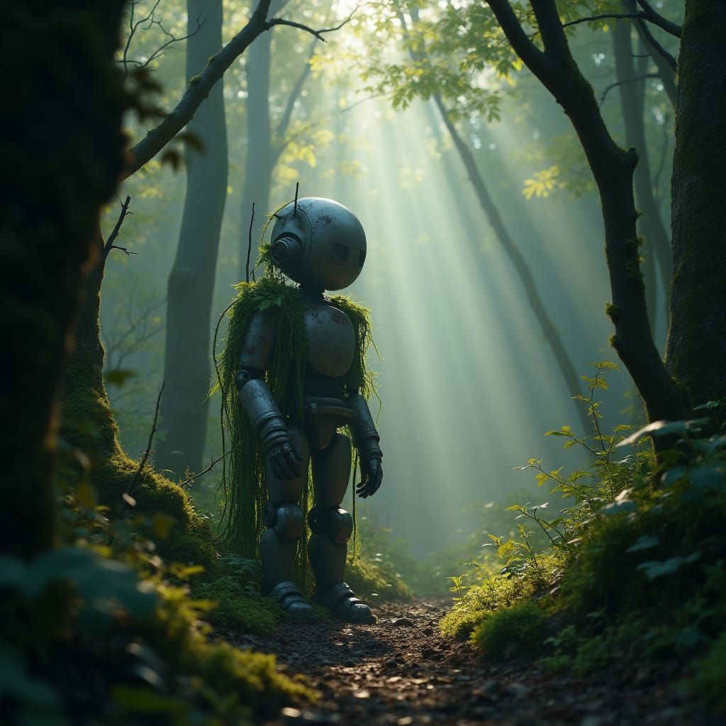 Weathered Automaton in Overgrown Forest