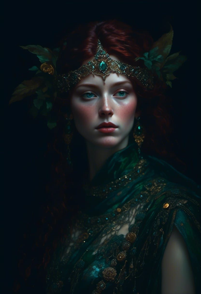 Empress in Moonlight: Hyperrealistic Fantasy Portrait