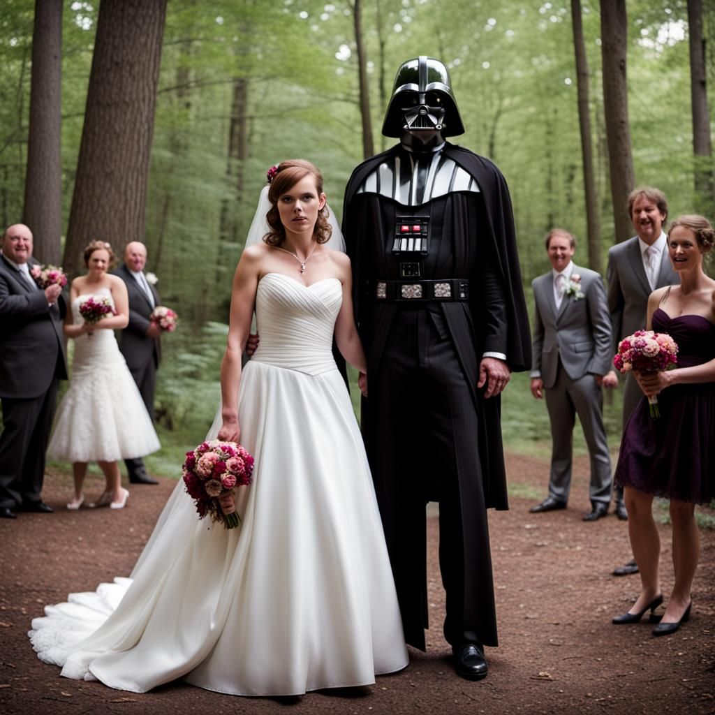 Surreal Nightmare Wedding Photobomb with Darth Vader