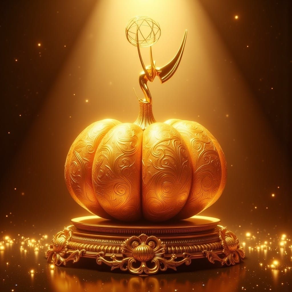Ethereal Golden Pumpkin Award in Digital Painting Style