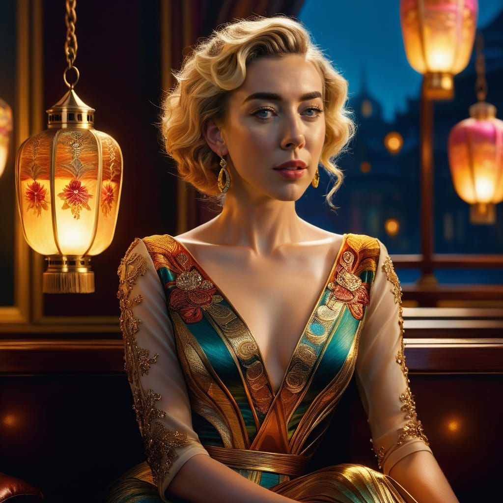 Stephan Martinière Inspired Portrait of a Woman in a Vivid, ...