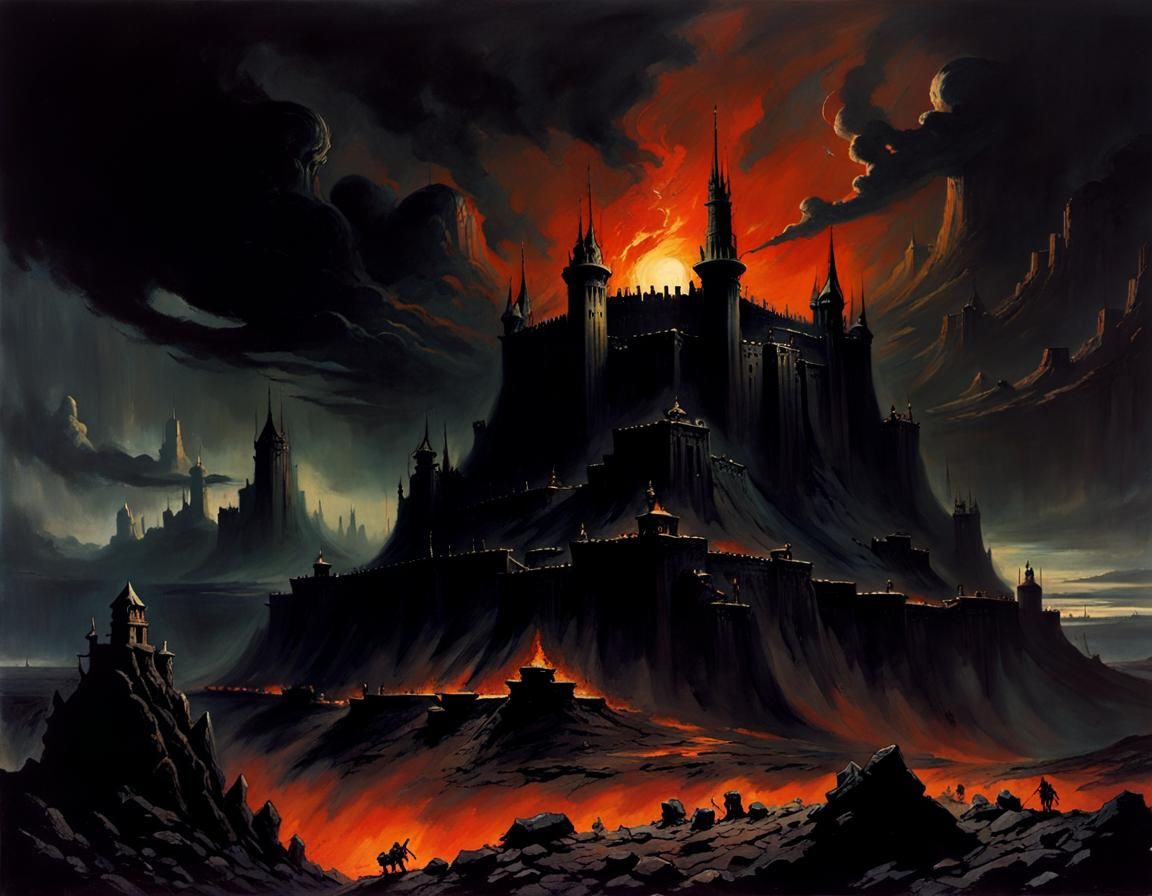 Grimdark Fortress in Volcanic Wasteland