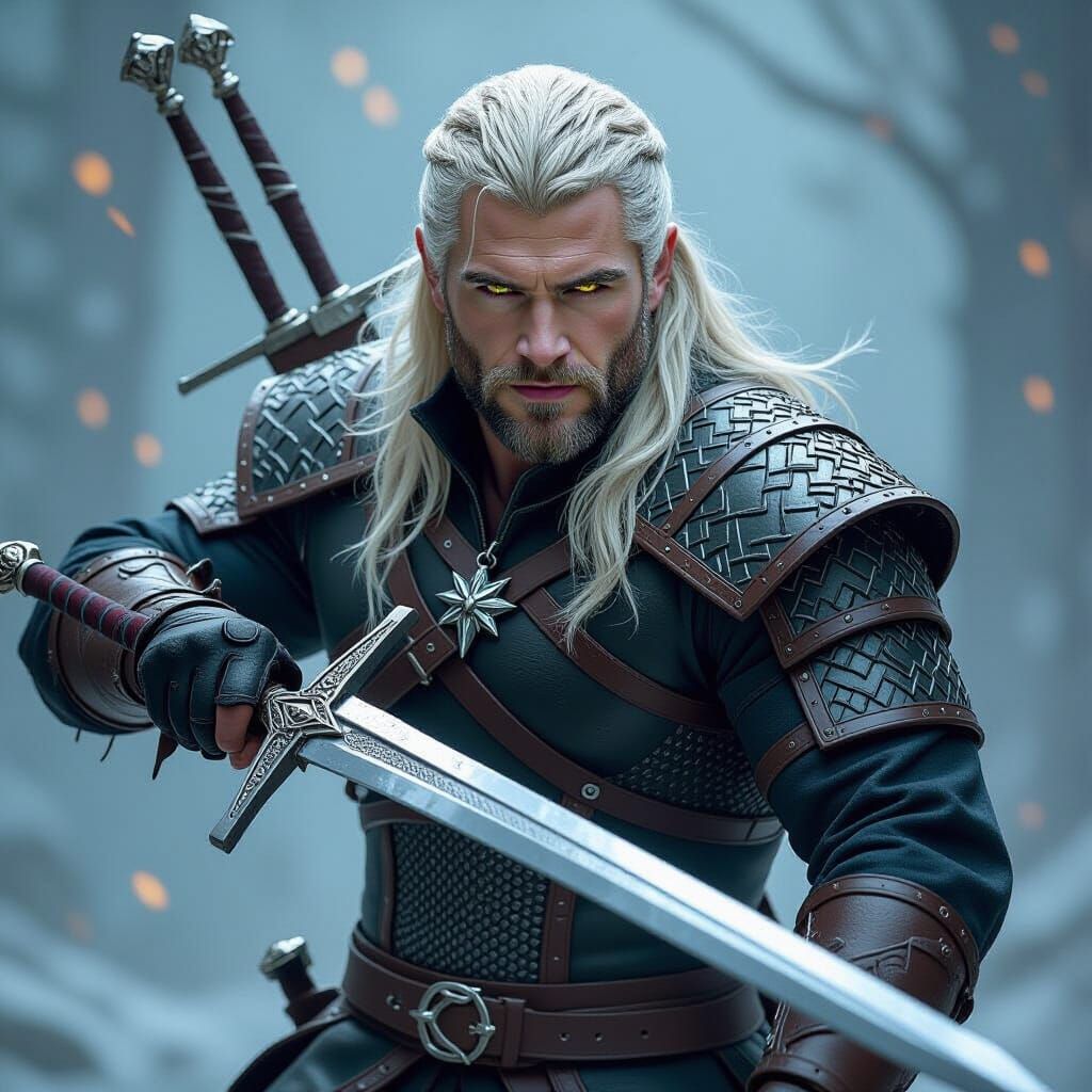 Geralt of Rivia: Dynamic Witcher Battle Scene