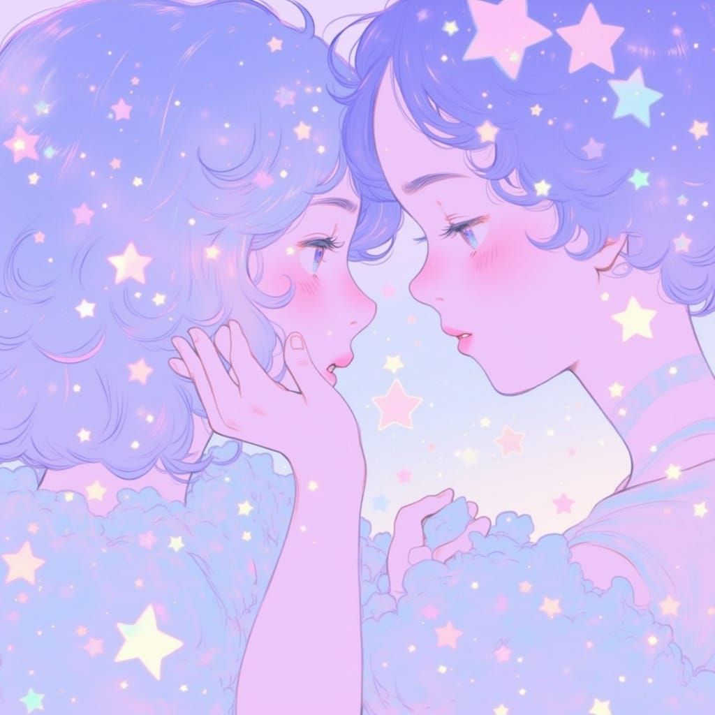 Two Women Dancing in a Vibrant Nebula