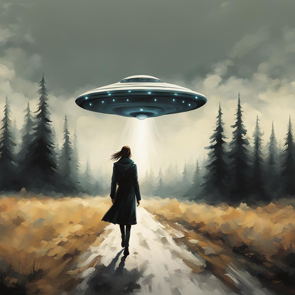 Woman Approaches UFO in Sinister Style