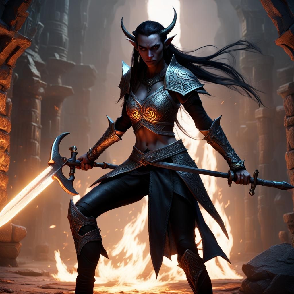 Dark Elf Maeglin Forging a Sword