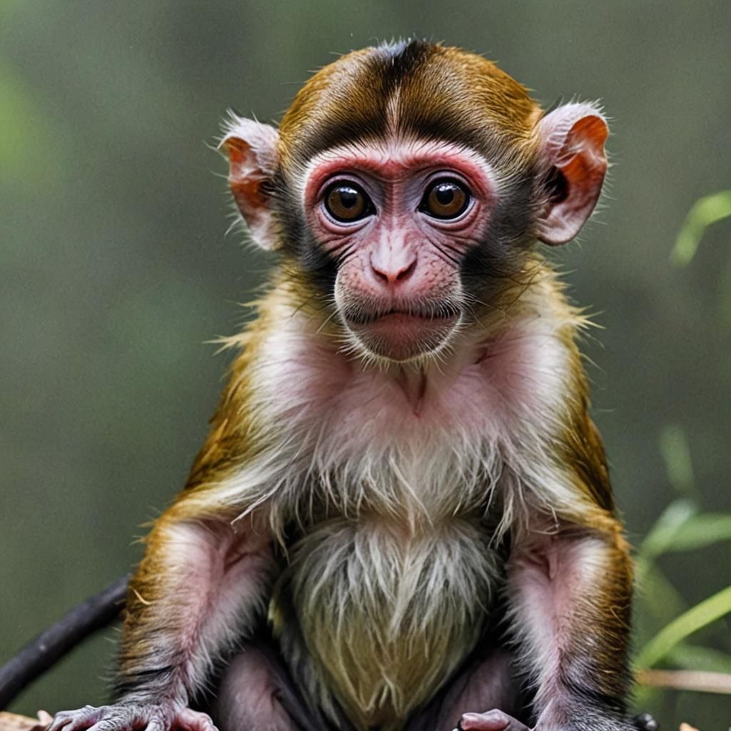 Red-Faced Monkey in Rainforest Industrial Destruction