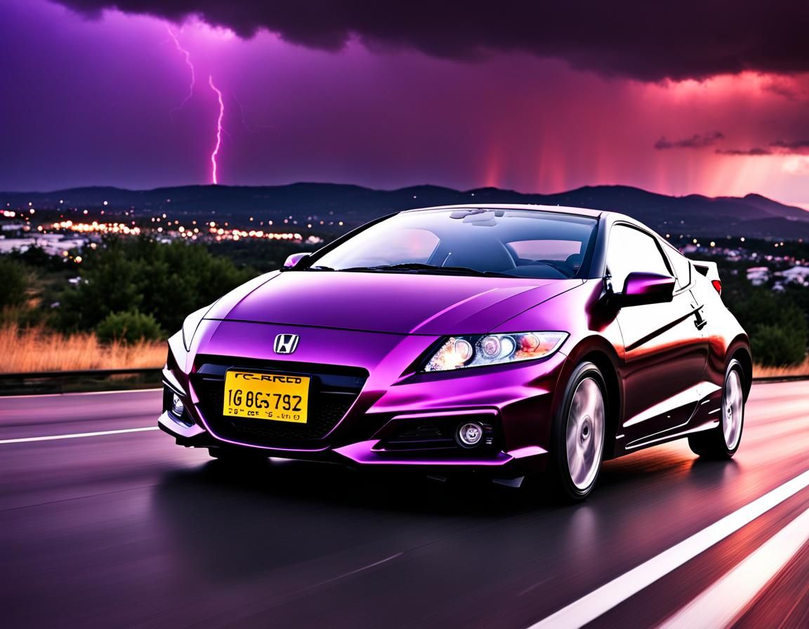 Honda CR-Z in Storm with Purple Clouds