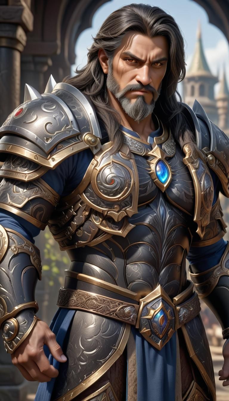 Mighty King in Intricate Armor: Hyperrealistic Portrait