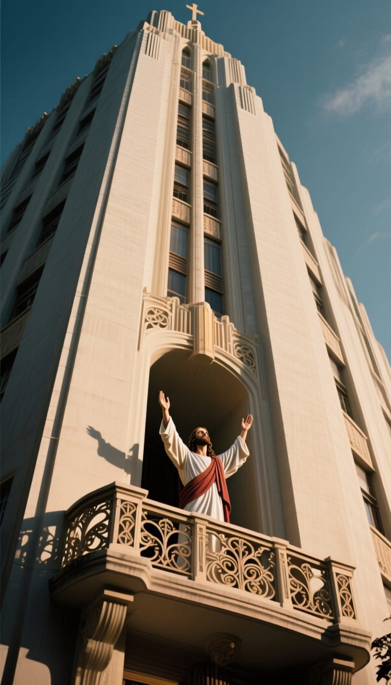 Art Deco Building with Figure in Deep Recess