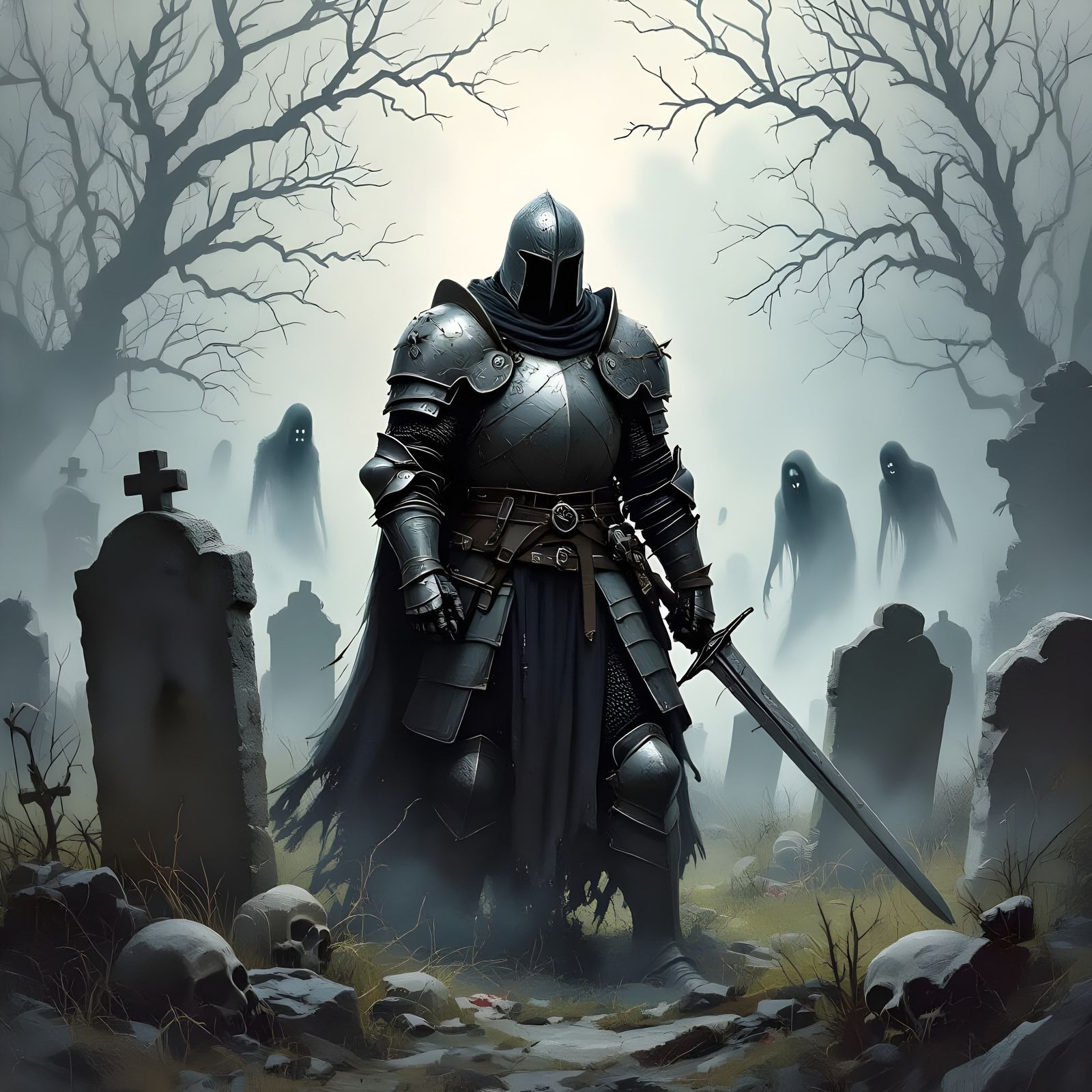 Knight in Ghoul-Infested Cemetery Looping Video