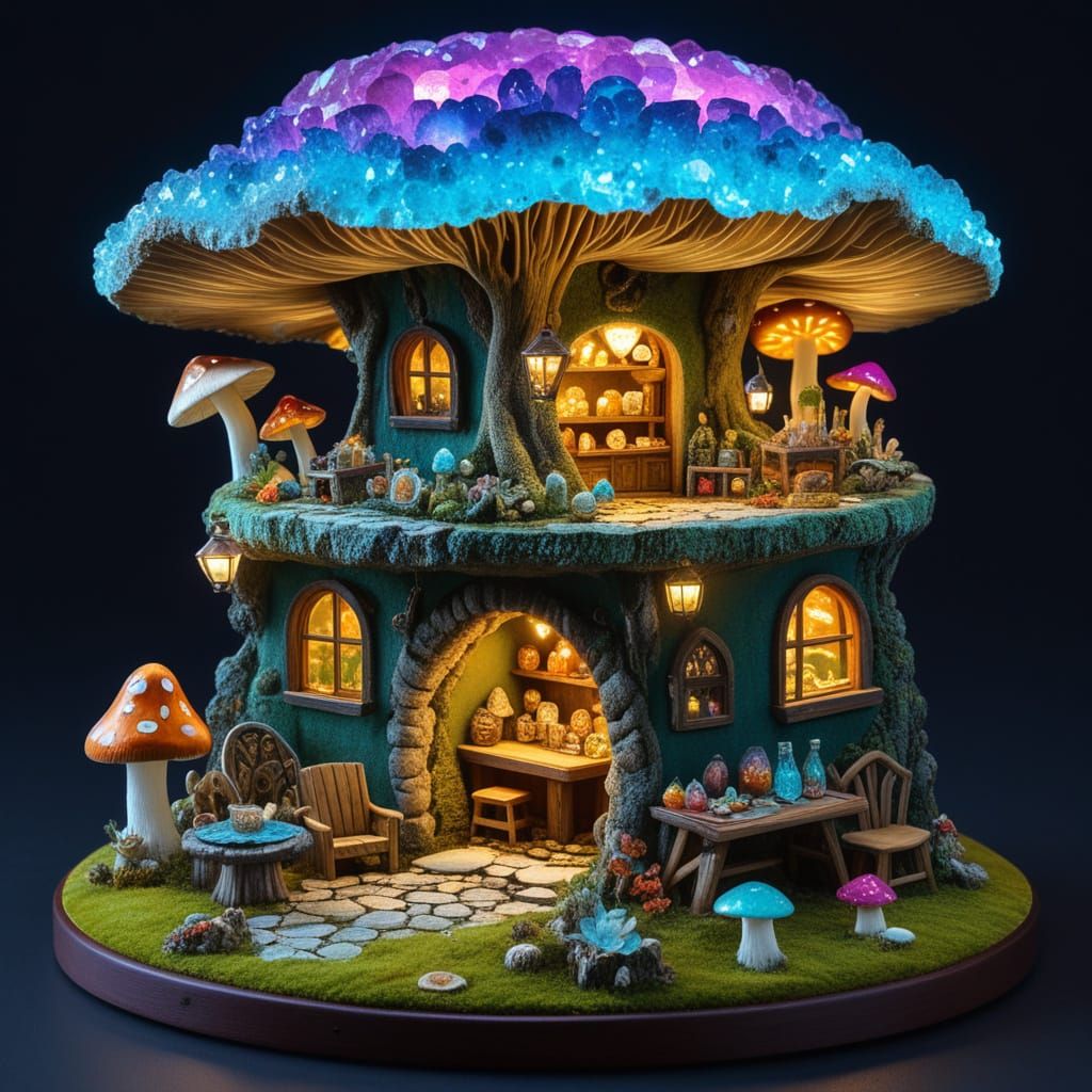 Fairy Market in Geode, Avalon, with Bioluminescent Fungi