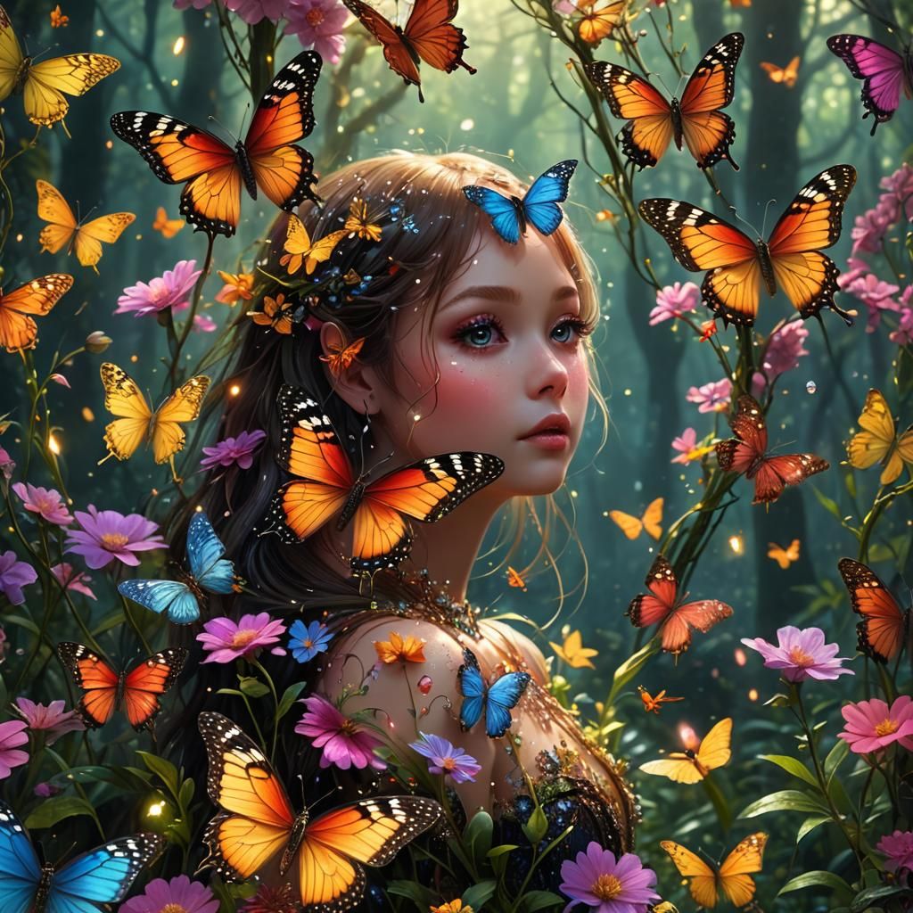 ✨ Lovely Girl & Beautiful Butterflies ✨