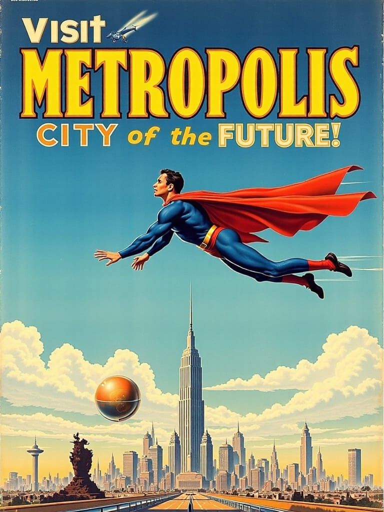 Retrofuturistic Metropolis Cityscape in Vibrant Art Deco Sty...