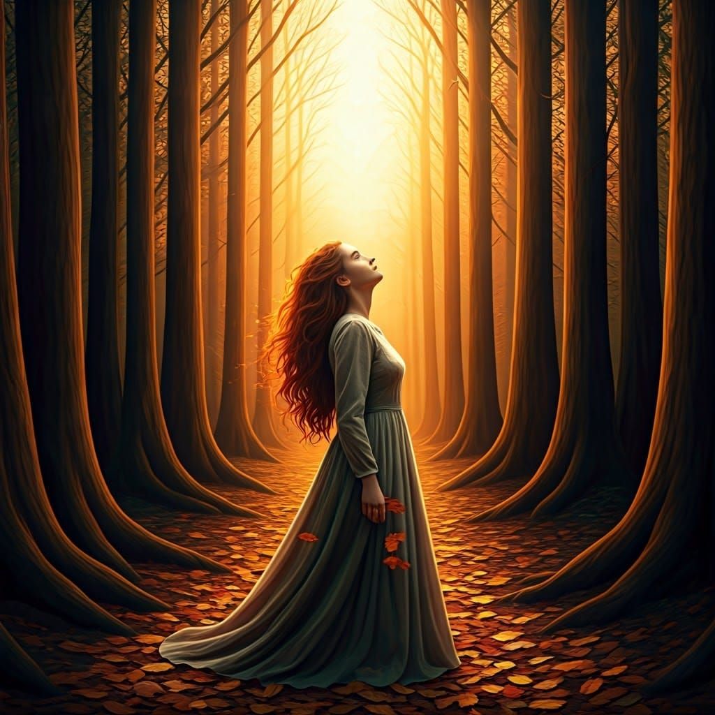 Autumn Woman in Paper Collage Style