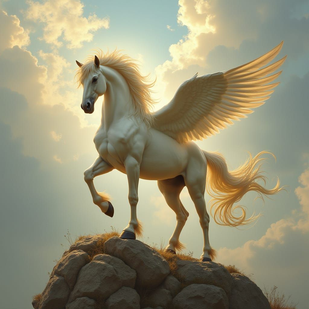 Majestic Pegasus on a Granite Rock