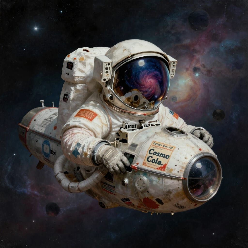 Astronaut Adrift in Cosmic Ocean of Memories