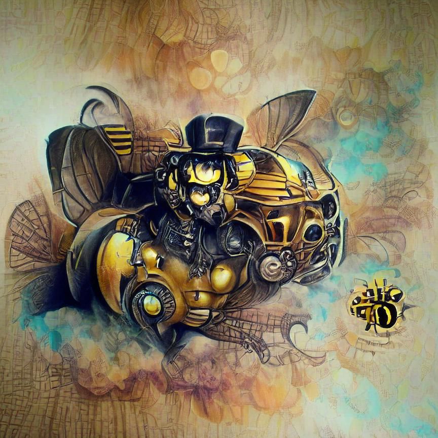 Steampunk Bumblebee Illustration with Intricate Details