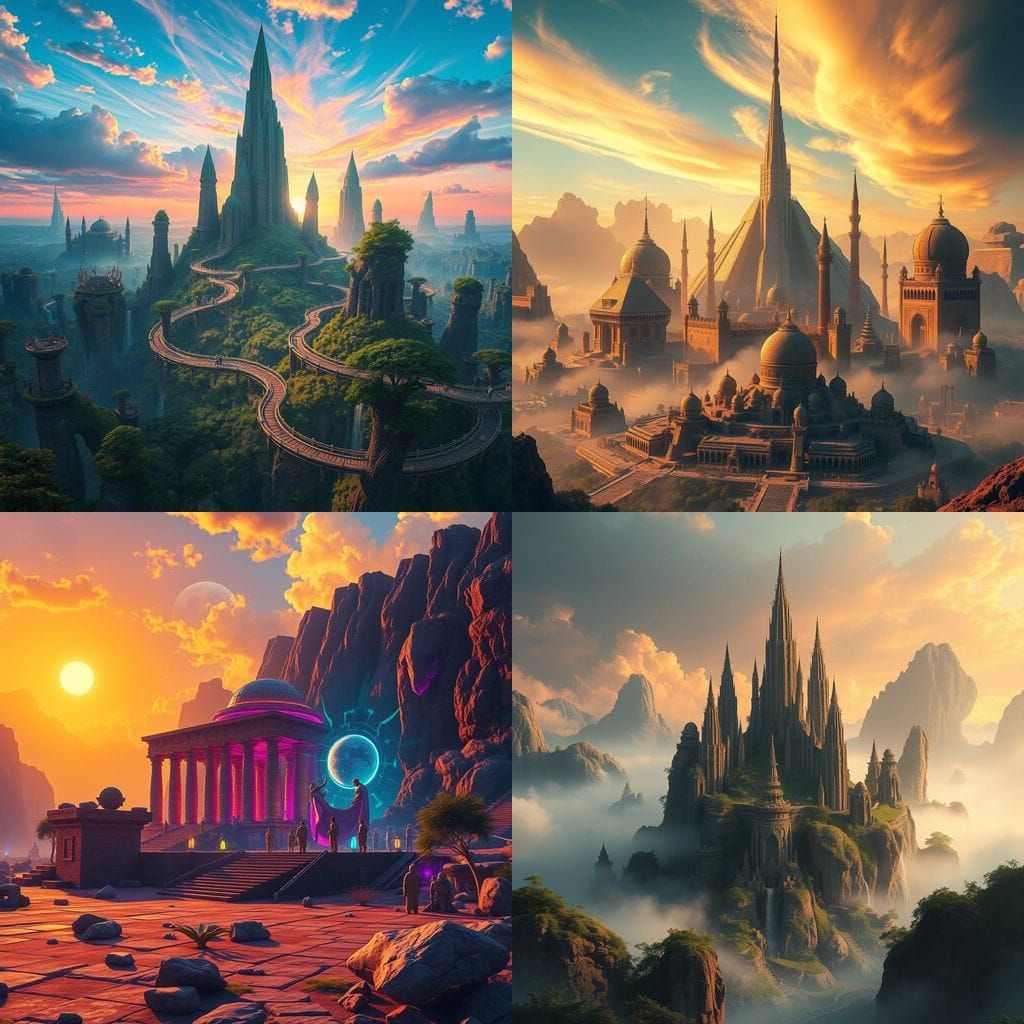 Epic Fantastical Wonders in Vibrant Matte Painting Style