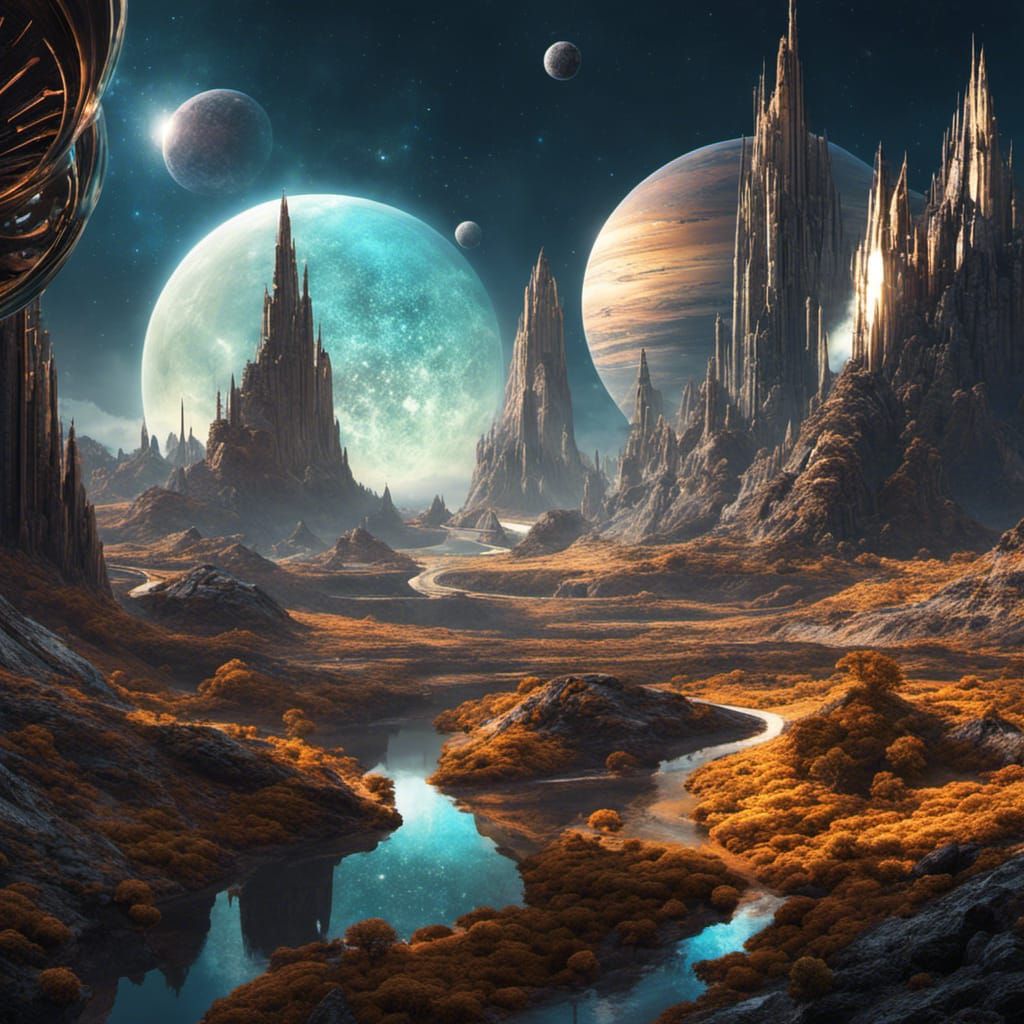 Magnificent Cosmic Landscape in Futurecore Style