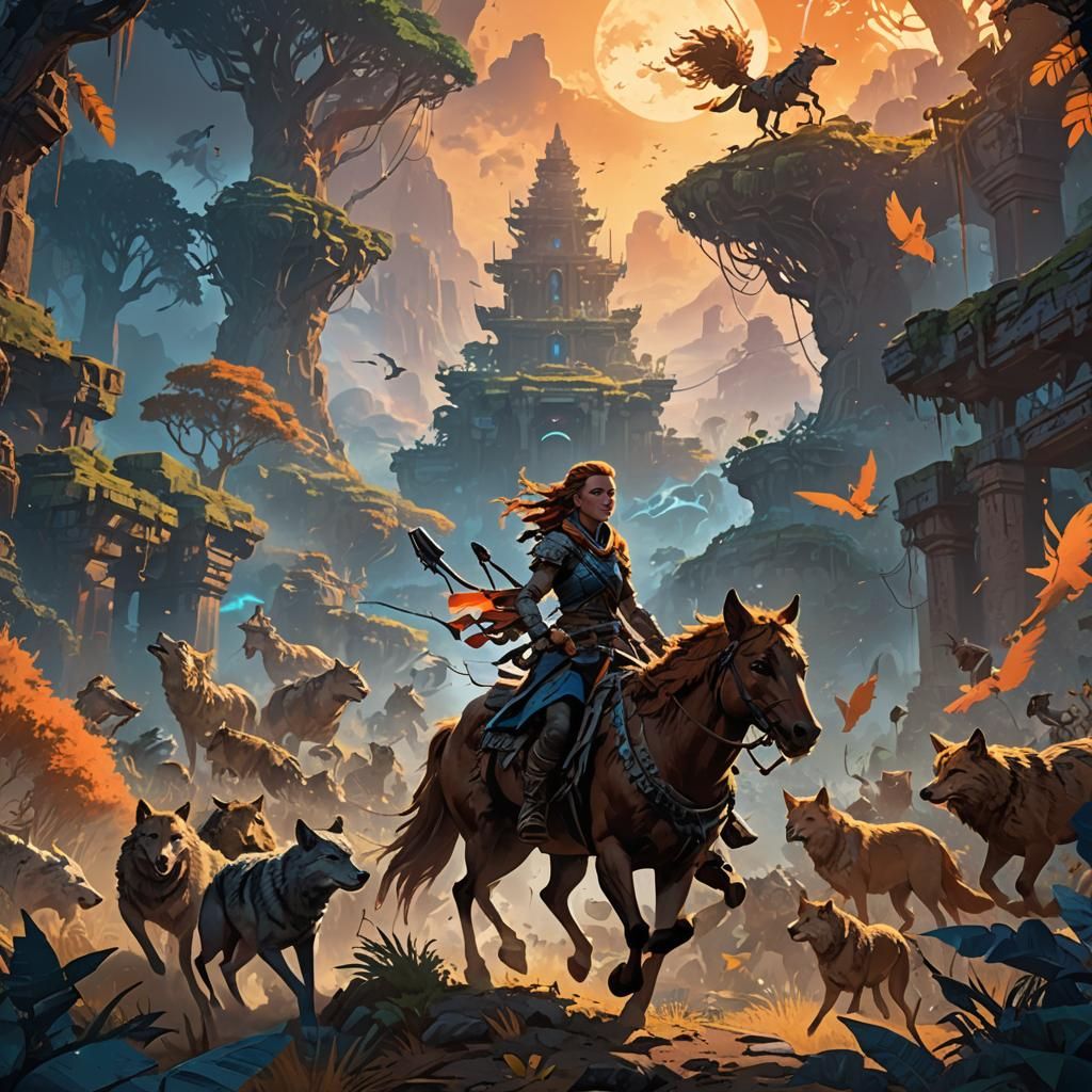 Aloy Rides a Charger in the Forbidden West