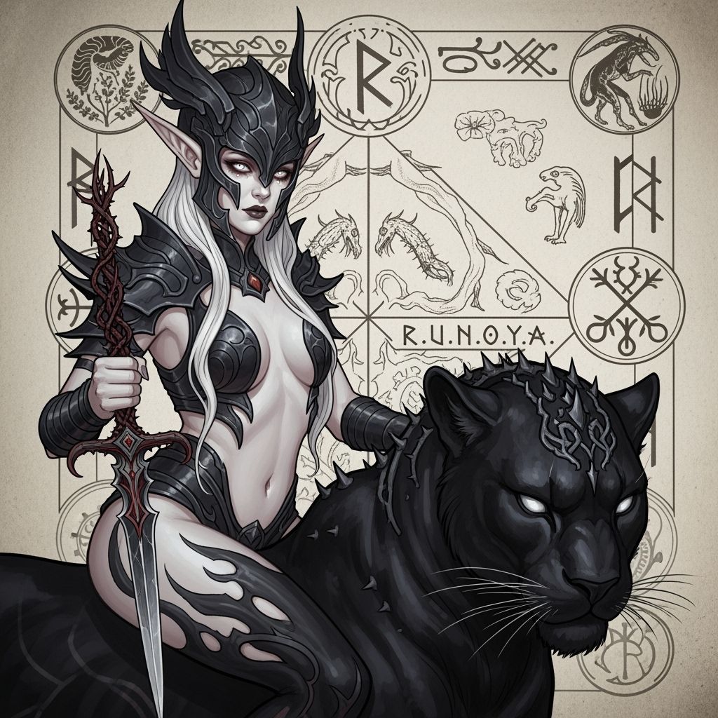 Dökkálfar on Veilpanther with Nordic Symbols