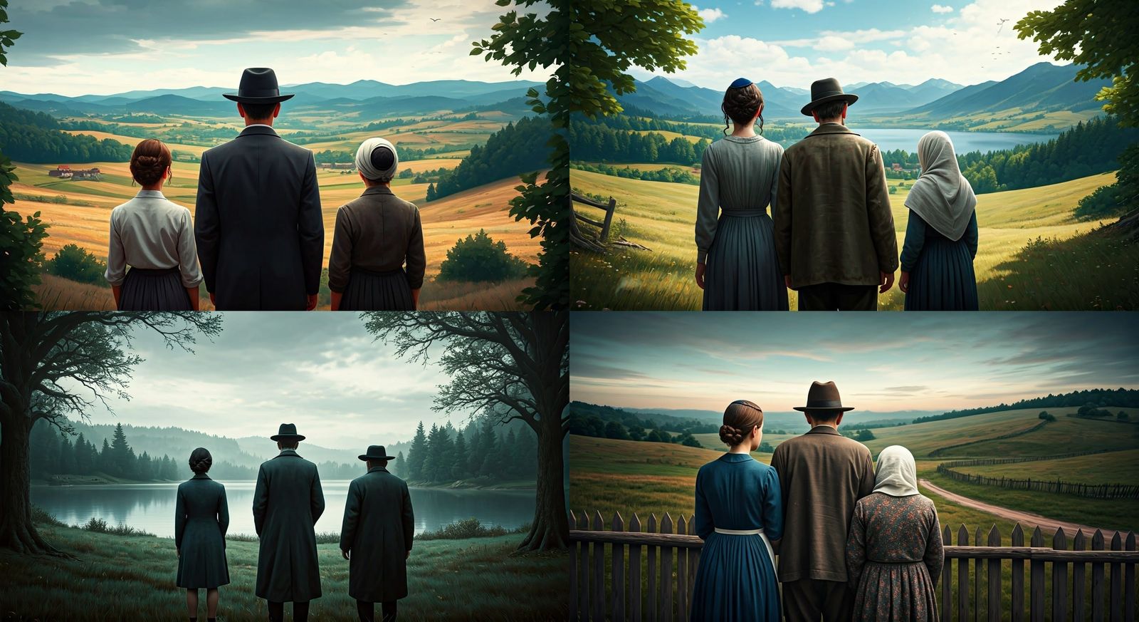 A Young Jewish Family in Rural Europe, 1940, in Detailed Mat...