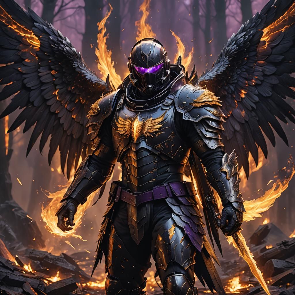 Black Fire Angel: Dark Fantasy Concept Art