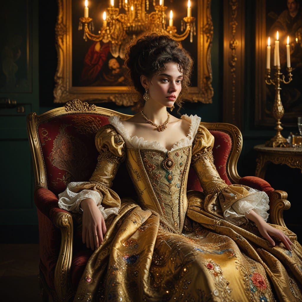 Elegant 19th-Century French Lady Exudes Enigmatic Charm in L...