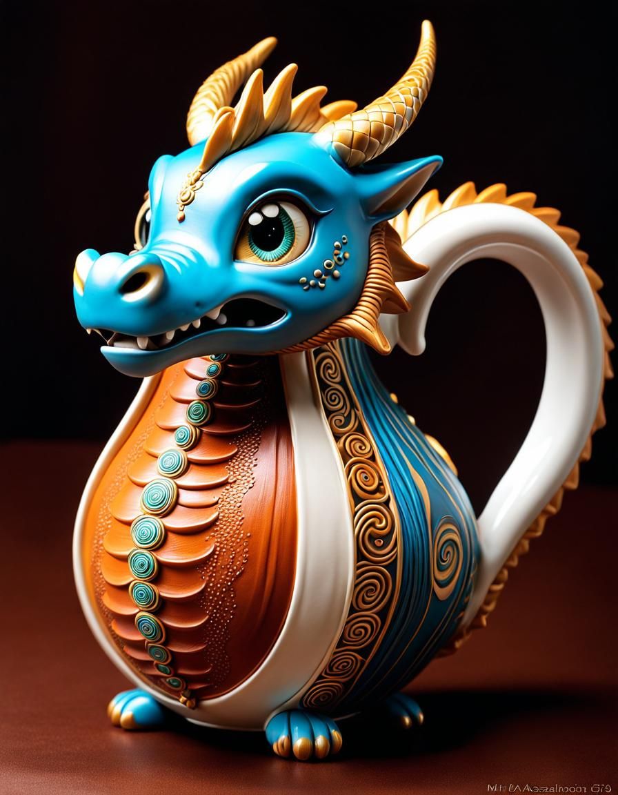 Chibi Clay Dragon Jug: Macro Photography