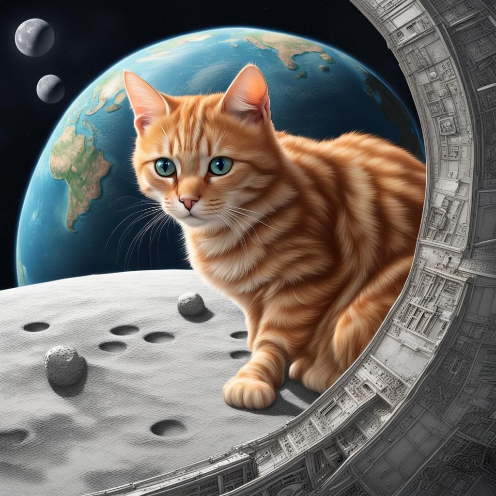 Ginger Cat's Lunar View of Earth